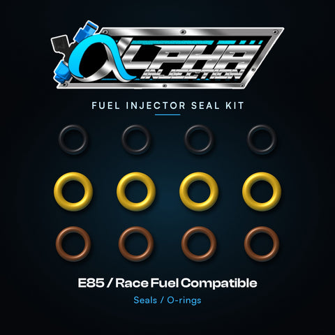 Alpha Injection fuel injector seal kit, E85 and race fuel compatible seals and O-rings